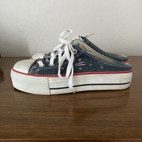 VTG Y2K Skechers Somethin’ Else Platform Mules Slip On USA FLAG RARE size 8.5 - Picture 5 of 8